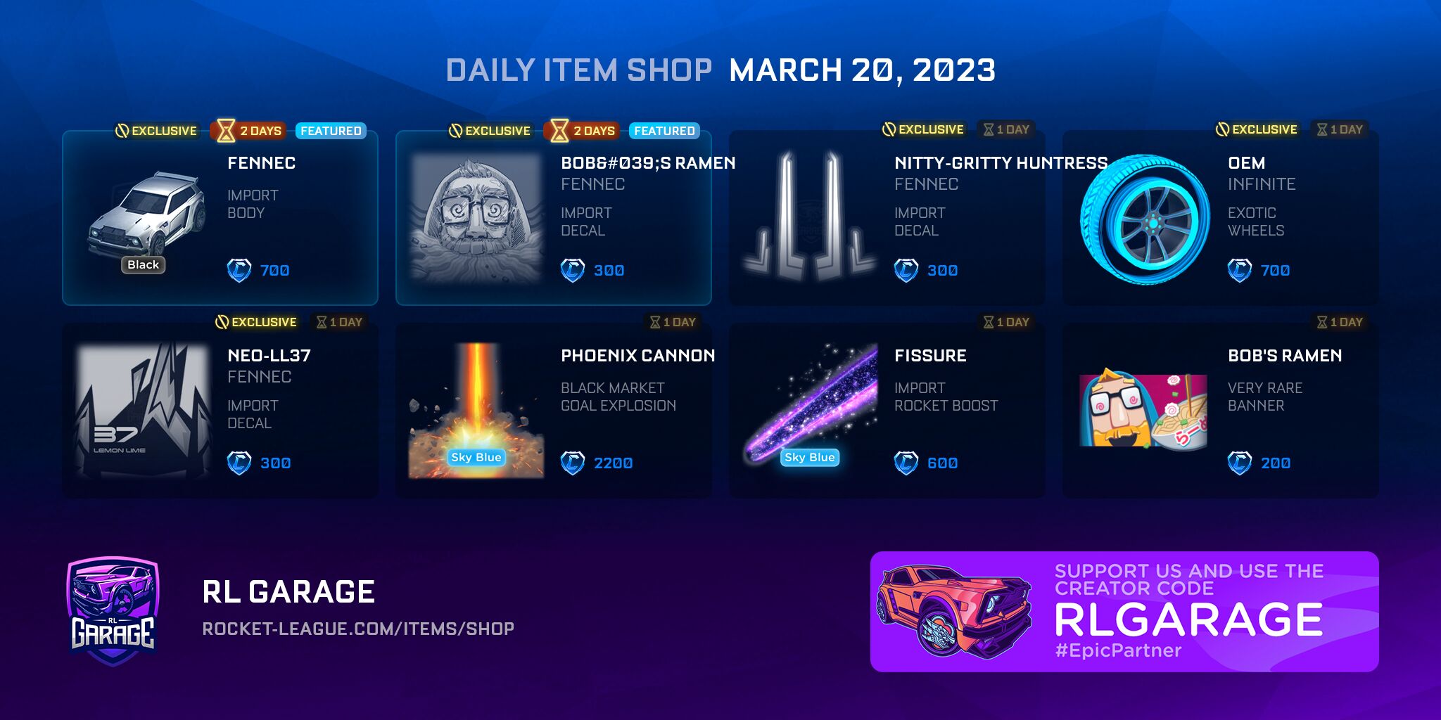 Item Shop Daily Items (2023-03-20) : r/RocketLeague