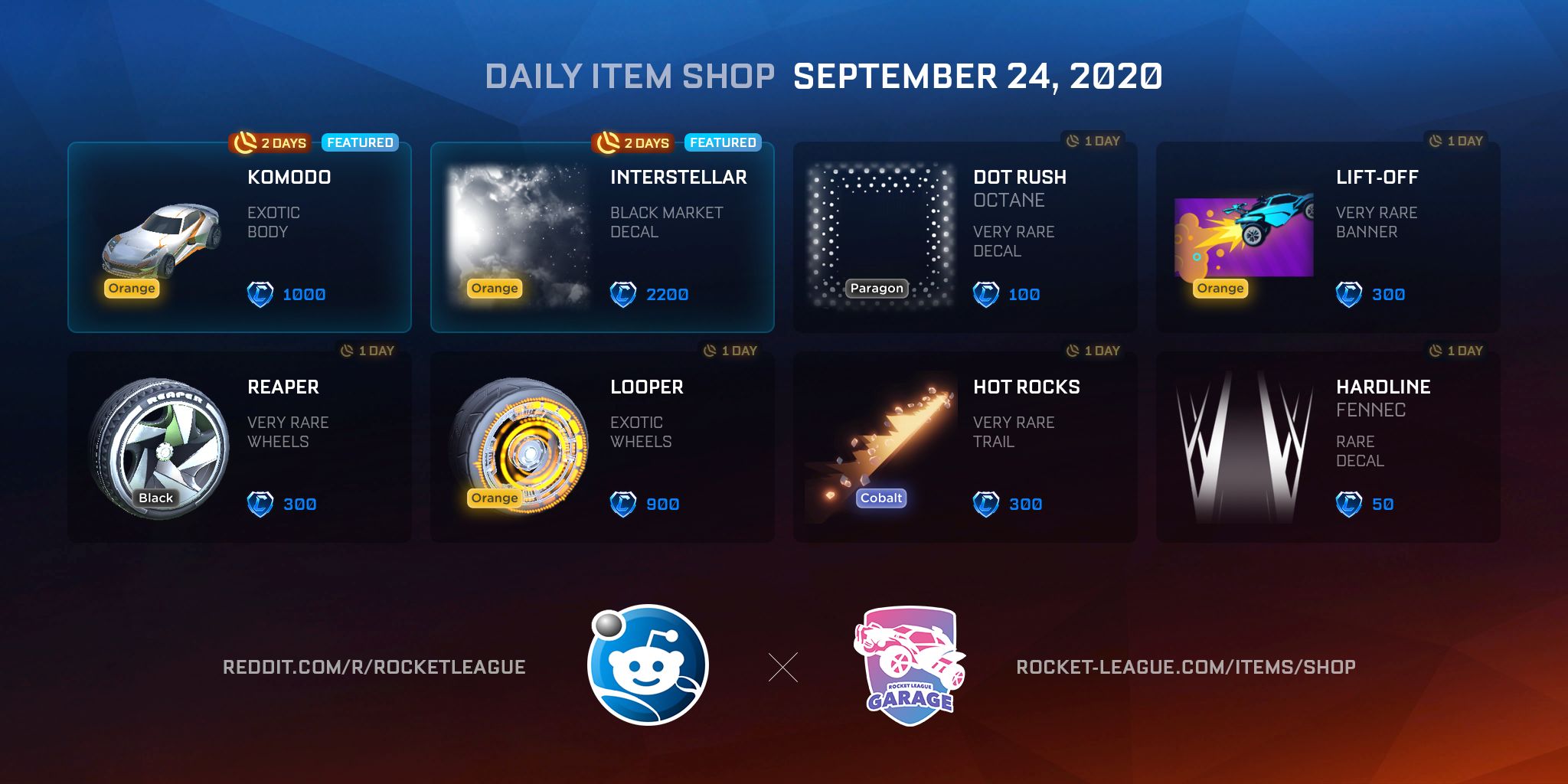 new rocket league item shop today